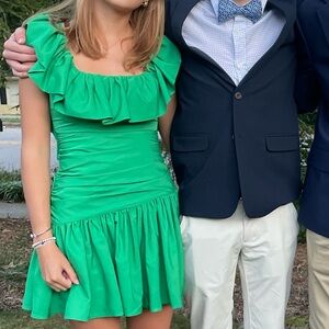Alemais Emerald Ruffle Mini Dress